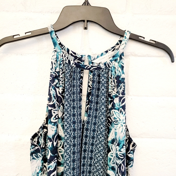 London Times Women's Size 6 Sleeveless Blue Patterned Sheath Dress - Picture 2 of 9